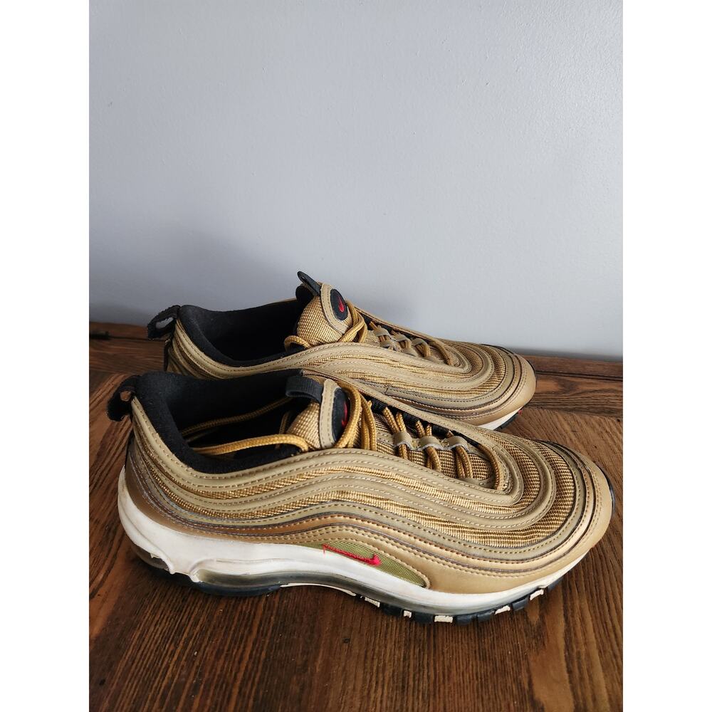 Nike Air Max 97 OG QS Metallic Gold 2017 918890-700 GS 7Y Black White Red